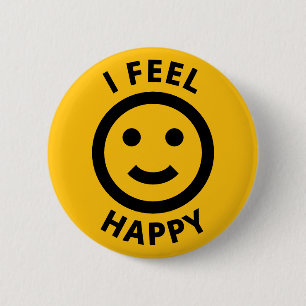 Ich fühle mich glücklich, dass das gelbe Emoji-Ges Button