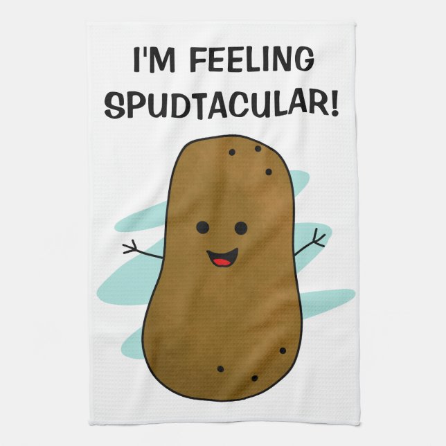 Ich fühle mich spudtakulär Kartoffel  Geschirrtuch (Vertikal)