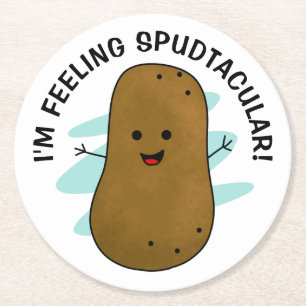 Ich fühle mich spudtakulär Kartoffel  Runder Pappuntersetzer