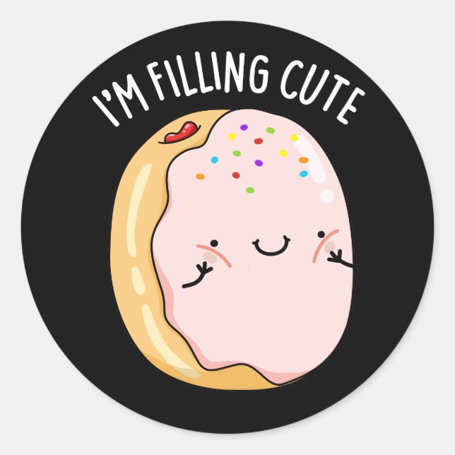 Ich fülle Niedliche Funny Jelly Donut Pun Dark BG Runder Aufkleber (Vorderseite)