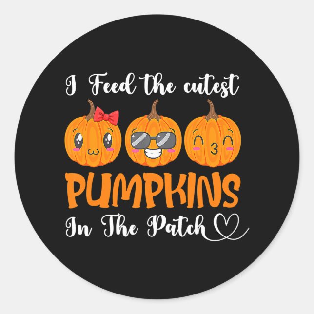 Ich Fütterte Niedliche Pumpkins in der Patch-Lunch Runder Aufkleber (Vorderseite)