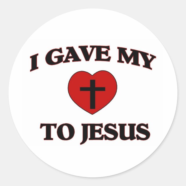 Ich gab Jesus mein Herz Runder Aufkleber (Vorderseite)