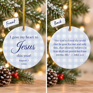 Ich gab Jesus mein Herz zu Weihnachten Keramik Ornament