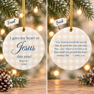 Ich gab Jesus mein Herz zu Weihnachten Keramik Ornament