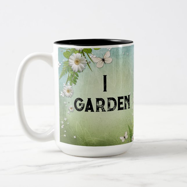 Ich Garten, weil Mord illegal ist Zweifarbige Tasse (Links)