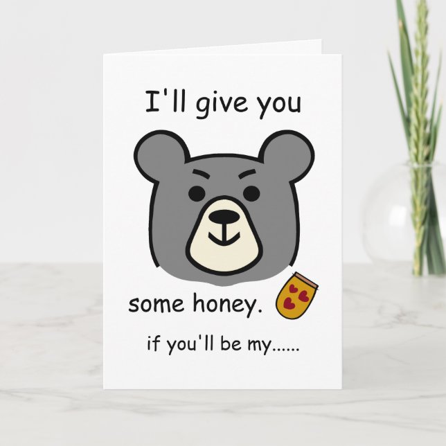 Ich gebe dir etwas Honig, Valentinstag-Bär Karte (Vorderseite)