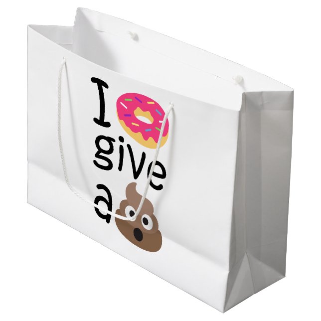 Ich gebe ein gekackt Emoji Große Geschenktüte (Vorderseite Schrägansicht)