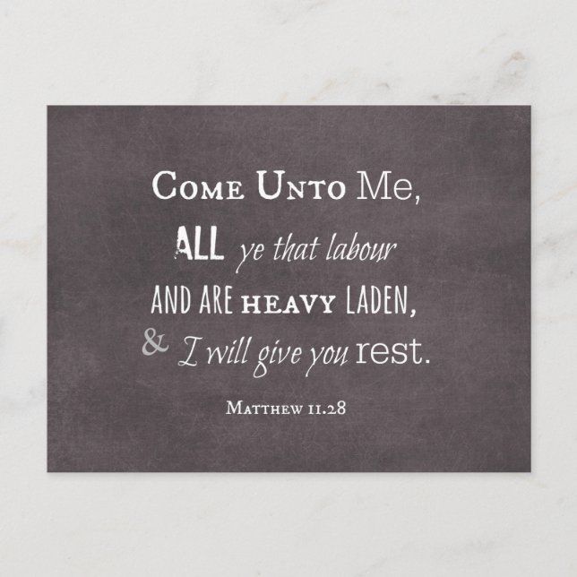 Ich gebe Ihnen Erholung Bible Verse Scripting Postkarte (Vorderseite)