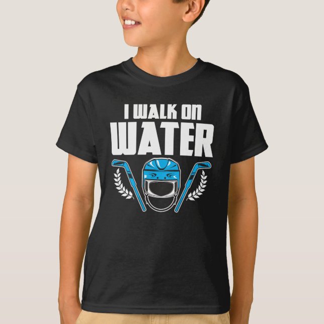 Ich gehe auf Wasser-Eis-Hockey T-Shirt (Vorderseite)