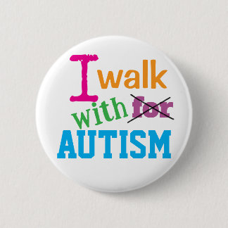 Ich gehe mit Autismus - Buntes Autismus-Bewusstsei Button