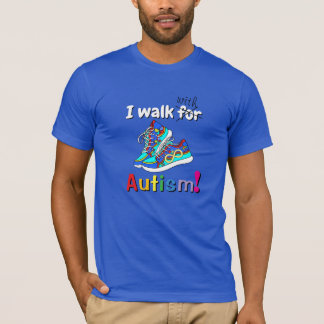 Ich gehe mit Autismus Buntes Wanderschuh-T-Shirt T-Shirt