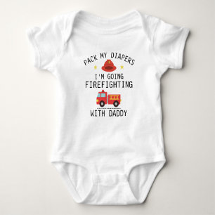 Ich gehe mit Papa zum Feuerwehreinsatz   Feuerwehr Baby Strampler