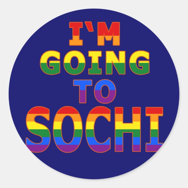 Ich gehe nach Sochi in den Gay Runder Aufkleber (Vorderseite)
