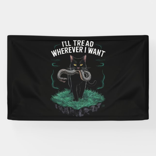 Ich gehe, wo immer ich Funny Cat Liebhaber Gewollt Banner (Horizontal)