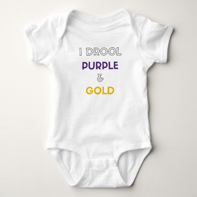 Ich geifere lila und Gold Baby Strampler (Vorderseite)
