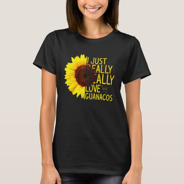 Ich gerade Liebe Guanacos Frauen Alpaca Sunfl T-Shirt (Vorderseite)