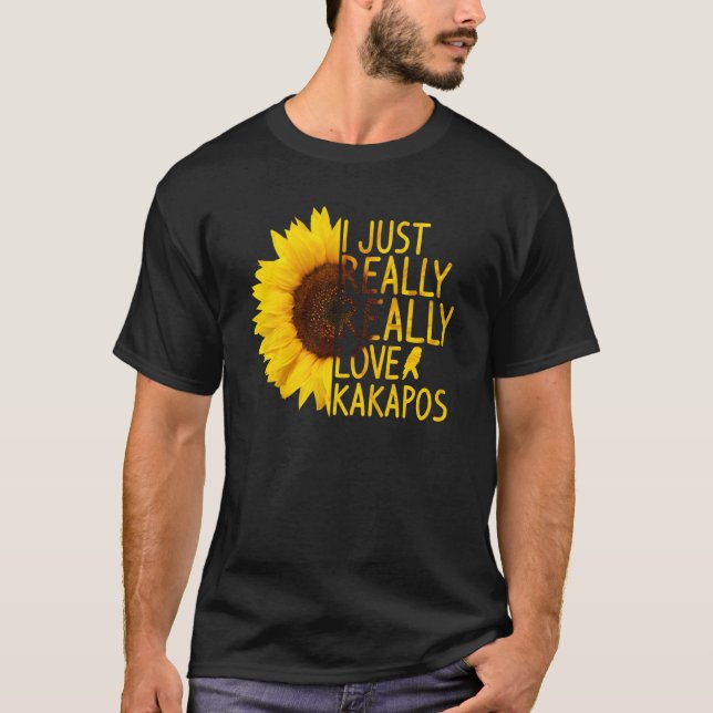 Ich gerade Liebe Kakapos Women Men Bird Sunflow T-Shirt (Vorderseite)