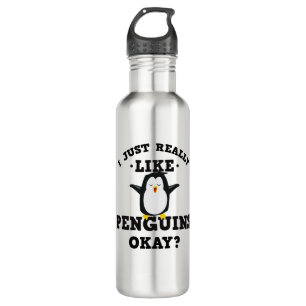 Ich gerade mag wirklich Pinguin-Zitat Edelstahlflasche