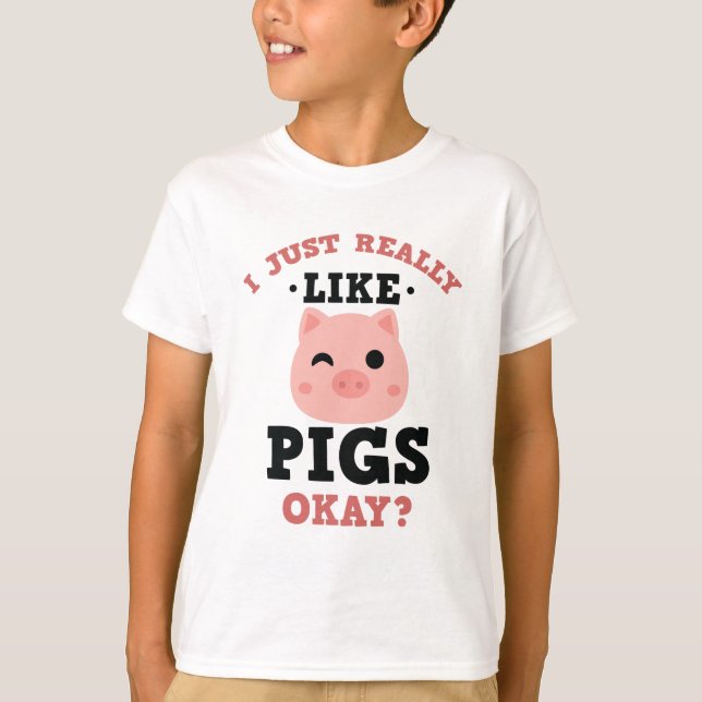 Ich gerade mag wirklich Schwein-lustiges Vieh T-Shirt (Vorderseite)