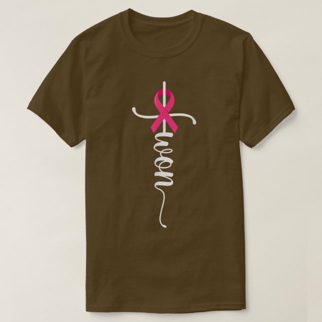 Ich gewann die Christliche Cross Survivor Pink Rib T-Shirt (Design vorne)