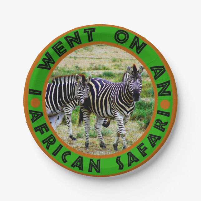 Ich ging auf einem afrikanischen Safari-Zebra-Paar Pappteller (Vorderseite)