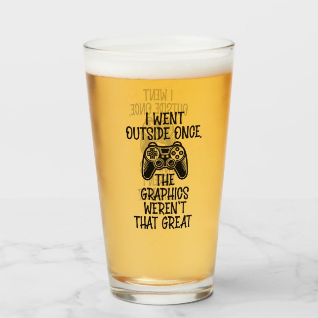 Ich ging nach draußen - Lustiger Gamer Glas (Vorne (Gefüllt))