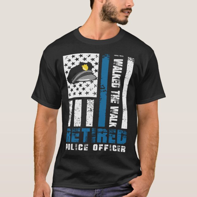 Ich ging zu Fuß müde Polizeibeamte T-Shirt (Vorderseite)