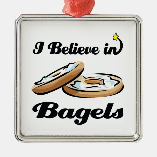Ich glaube an Bagels Silbernes Ornament (Vorne)