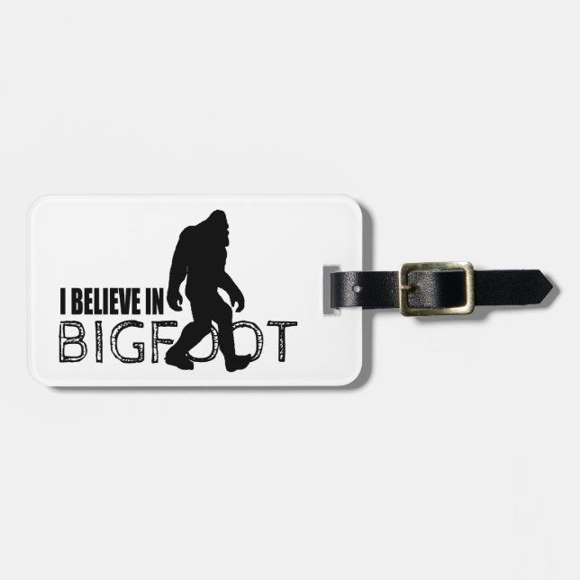 Ich glaube an Bigfoot lustiges Sasquatch Gepäckanhänger (Vorderseite horizontal)