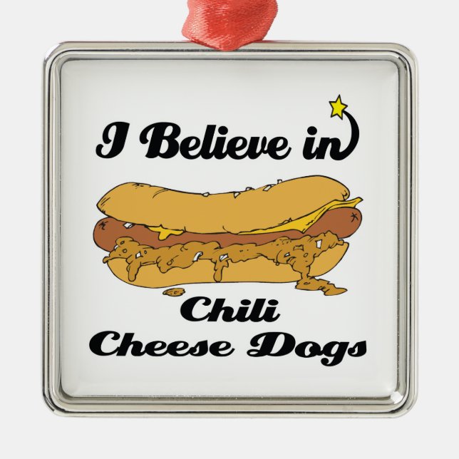 Ich glaube an Chili-Käsehunde Silbernes Ornament (Vorne)