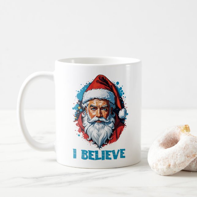 Ich glaube an das Design des Santa Claus Graffiti. Kaffeetasse (Mit Donut)