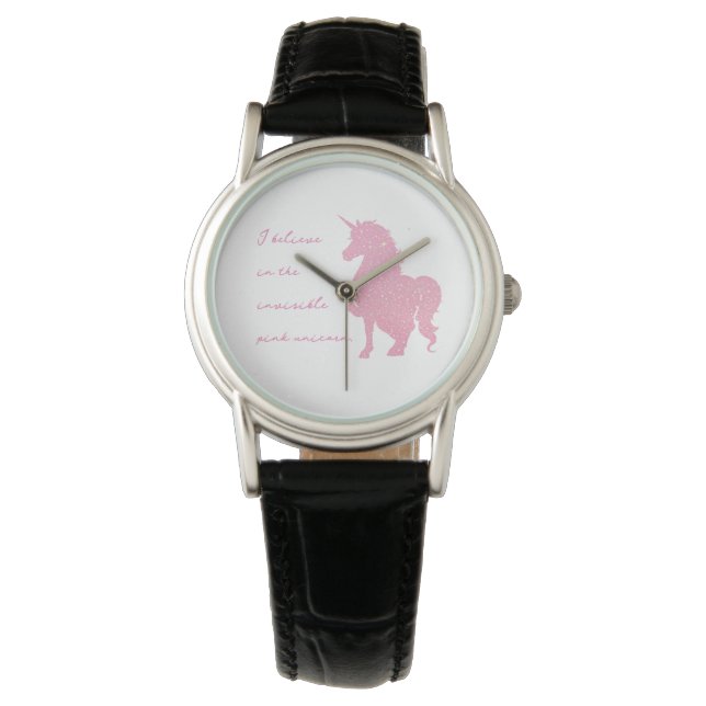 Ich glaube an das unsichtbare rosa Einhorn. Armbanduhr (Vorderseite)