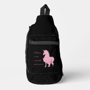 Ich glaube an das unsichtbare rosa Einhorn. Crossbody Bag