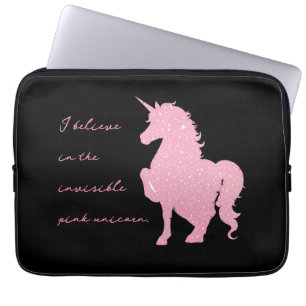 Ich glaube an das unsichtbare rosa Einhorn. Laptopschutzhülle