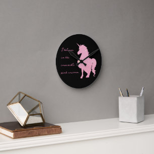 Ich glaube an das unsichtbare rosa Einhorn. Runde Wanduhr
