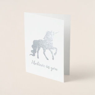 Ich glaube an dich Unicorn Silber Folienkarte