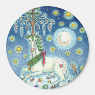 ICH GLAUBE AN DIE CHRISTMAS UNICORN ROUND MAGNET