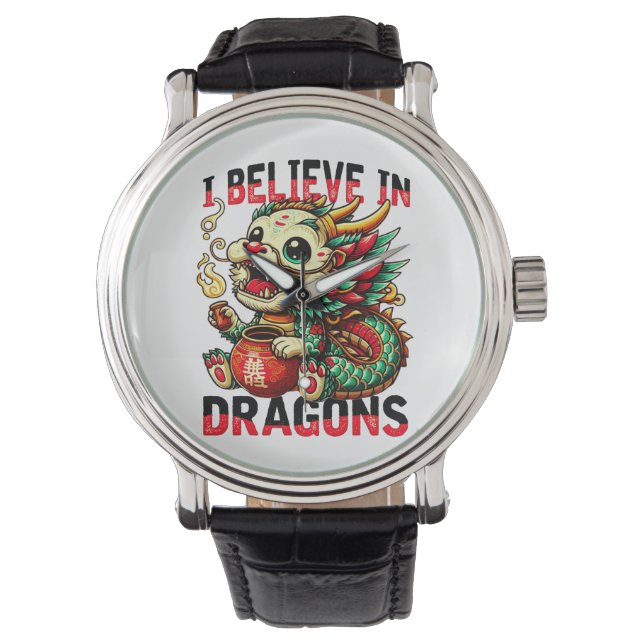 Ich glaube an Drachen: Chinesische Neujahrsfeier Armbanduhr (Vorderseite)