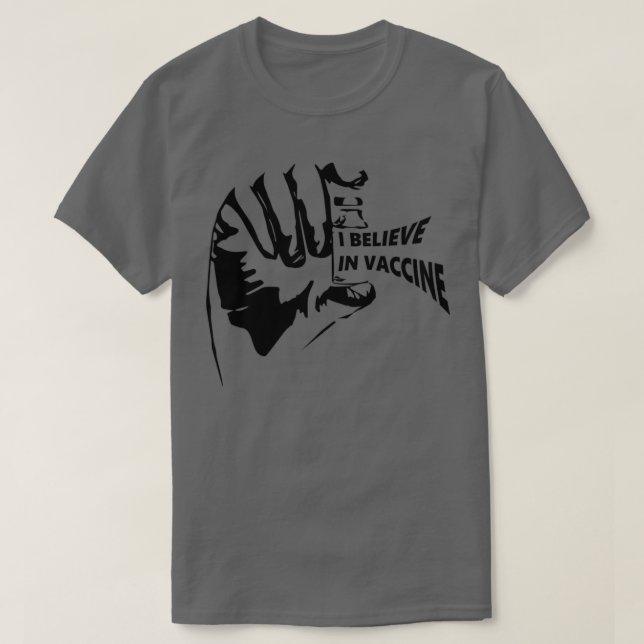Ich glaube an Impfstoffhandimpfampulle dunkel T-Shirt (Design vorne)