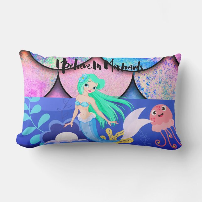 Ich glaube an Mermaids Lumbar Kissen (Vorderseite)