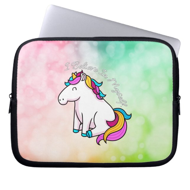Ich glaube an mich Einhorn-Laptop-Hülse Laptopschutzhülle (Vorderseite)