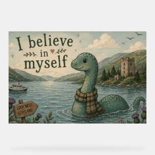 Ich glaube an mich selbst, launisches Loch-Ness-Mo Acrylschild