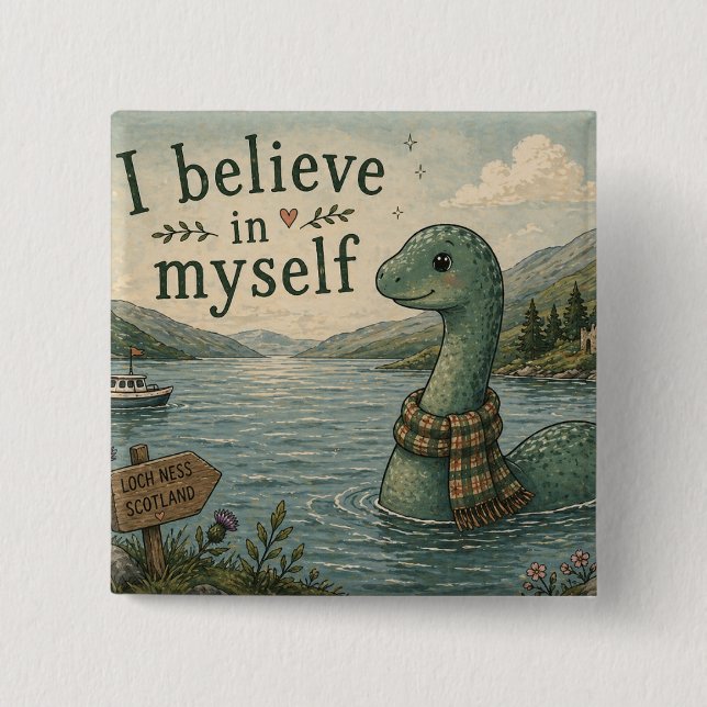 Ich glaube an mich selbst wunderliche Loch Ness Mo Button (Vorderseite)