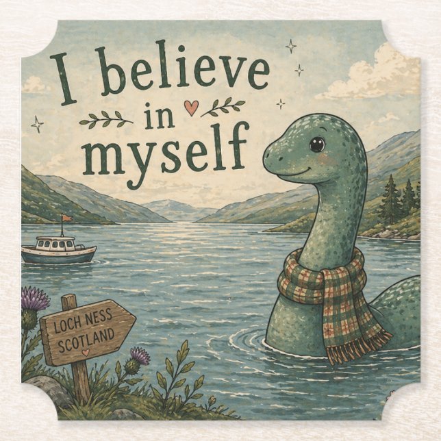 Ich glaube an mich selbst, wunderliche Nessie Untersetzer (Vorderseite)