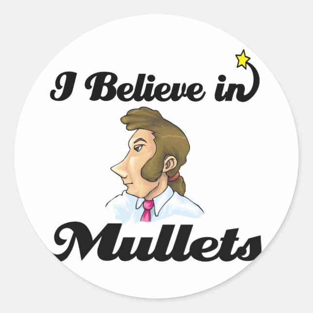 Ich glaube an Mullets Runder Aufkleber (Vorderseite)