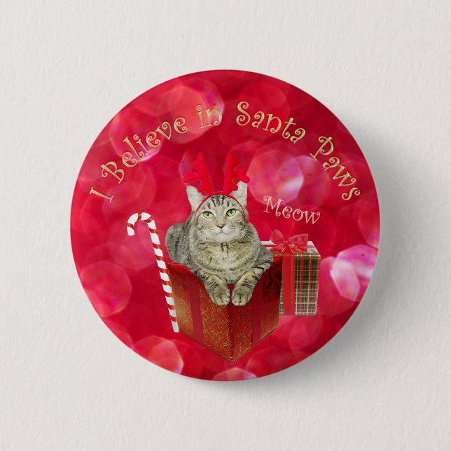 Ich glaube an Santa Paws Button (Vorderseite)