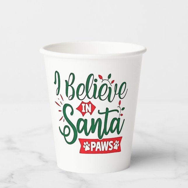 Ich glaube an Santa Paws Funny Christmas Dog Liebh Pappbecher (Vorderseite)