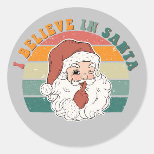 Ich glaube an Santa Retro-Aufkleber Runder Aufkleber