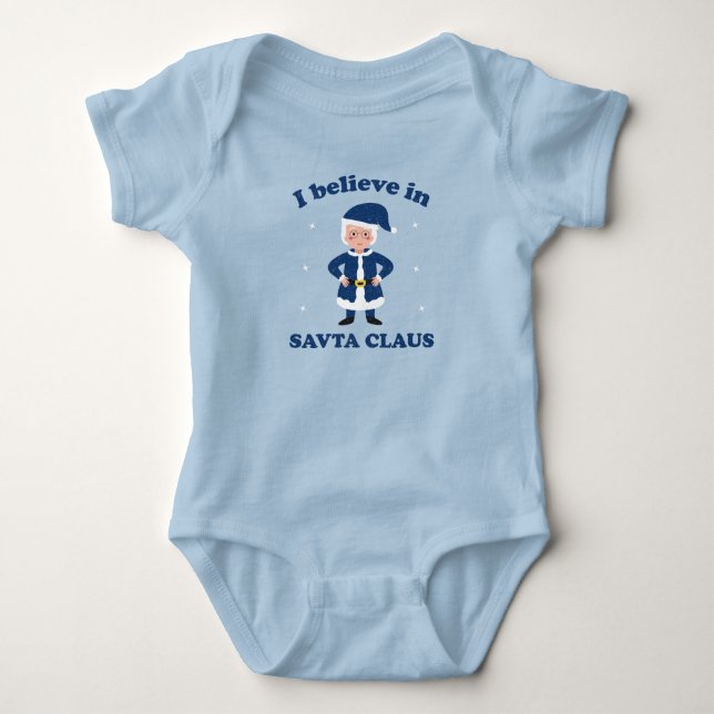 Ich glaube an Savta Claus - Niedliche Chanukah Baby Strampler (Vorderseite)