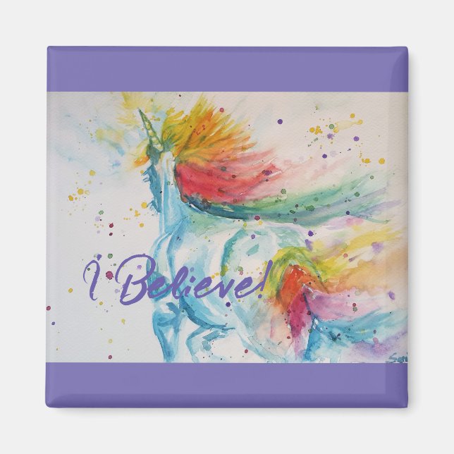 Ich glaube an Unicorns Rainbow Niedlich Girls Stic Magnet (Vorne)